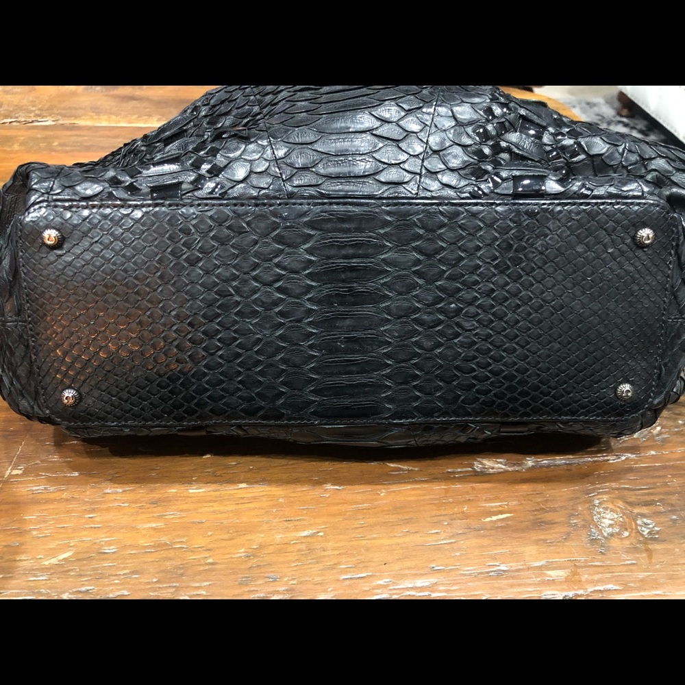 Salvatore Ferragamo Large Black Python Handbag - Picture 3 of 8